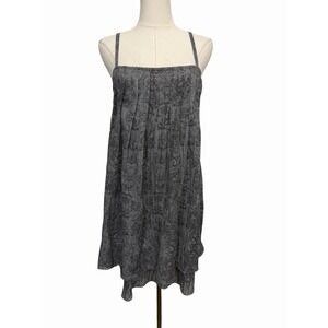 Cecico Y2K Babydoll Mini Dress L Gray Flowy Summer Casual Lagenlook Sundress